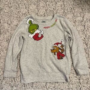 Kids' Heather Gray Grinch & Max Holiday Sweatshirt